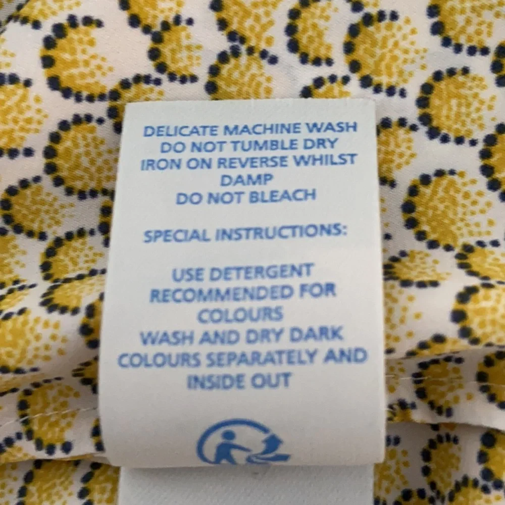 Boden Yellow Print Tie Neck Peasant Top 2P - Picture 9 of 10